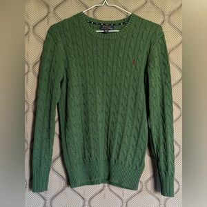 Polo Ralph Lauren Boy Green Cable Knit Sweater Size XL/TG